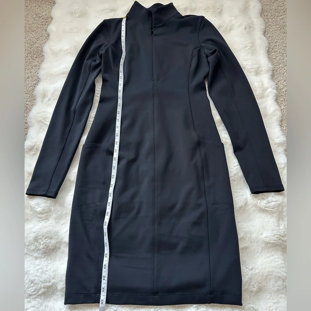 Athleta Delancey Black Half Zip Long Sleeve Mock Neck Dress with Pockets-SP - Picture 13 of 14